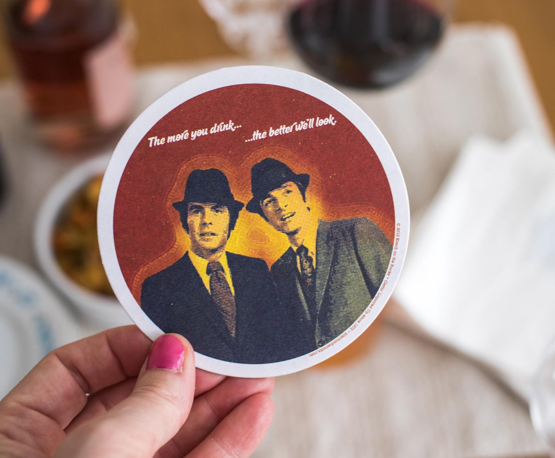 Single Retro Cork Drink Coaster - More You Drink/ Better We'll Look