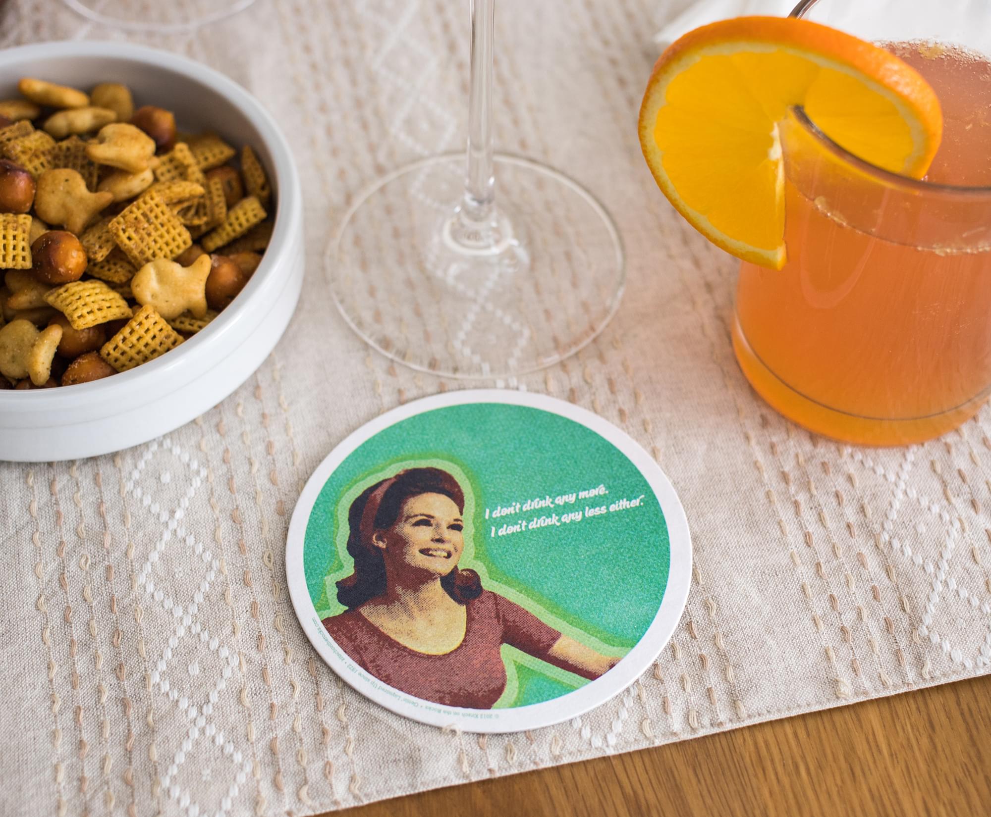 Single Retro Cork Drink Coaster - I Don’t Drink Anymore/Any Less