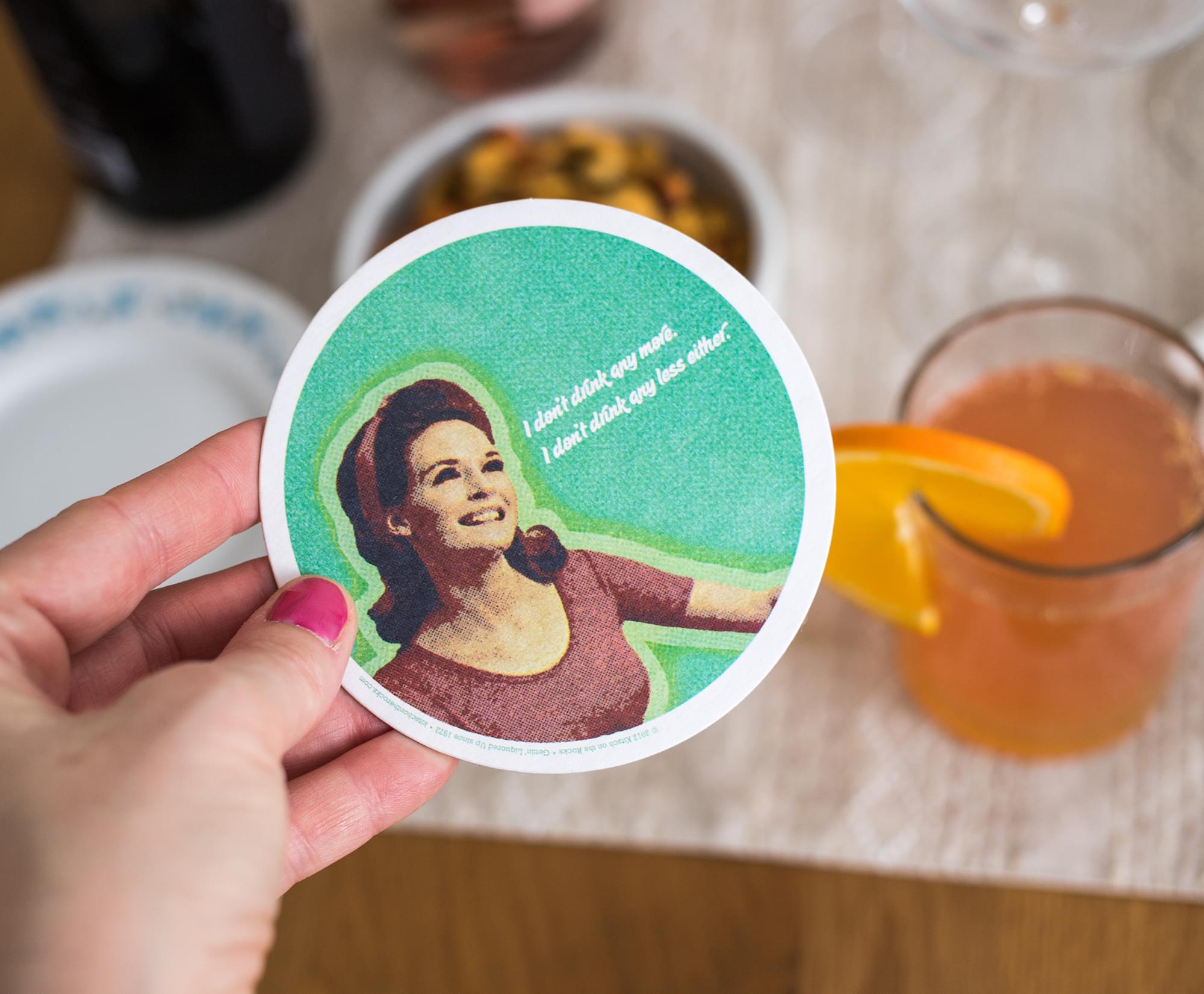 Single Retro Cork Drink Coaster - I Don’t Drink Anymore/Any Less