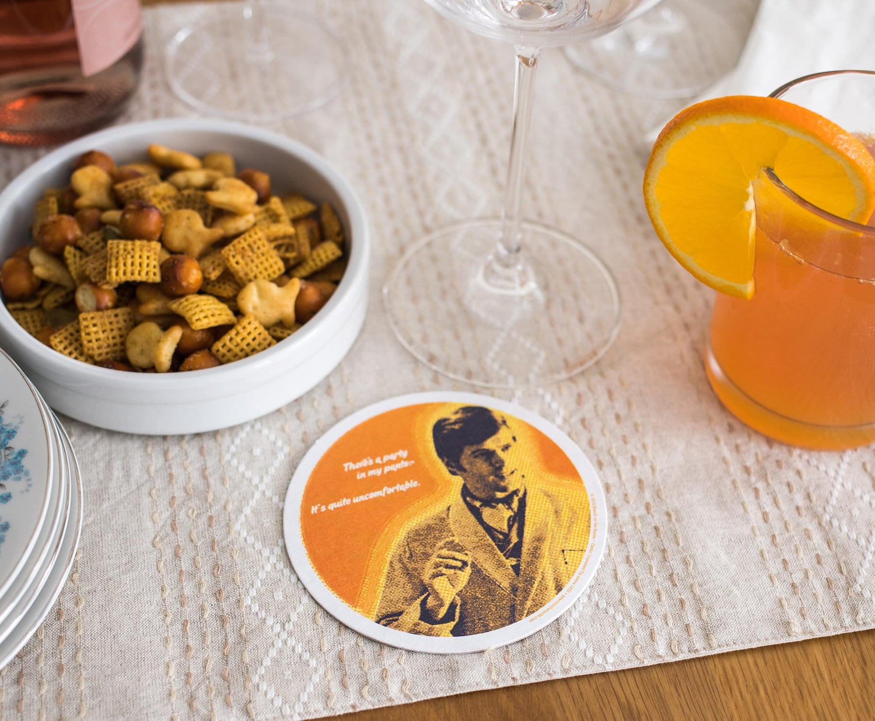 Single Retro Cork Drink Coaster -  Party In My Pants. Its Quite Uncomfortable