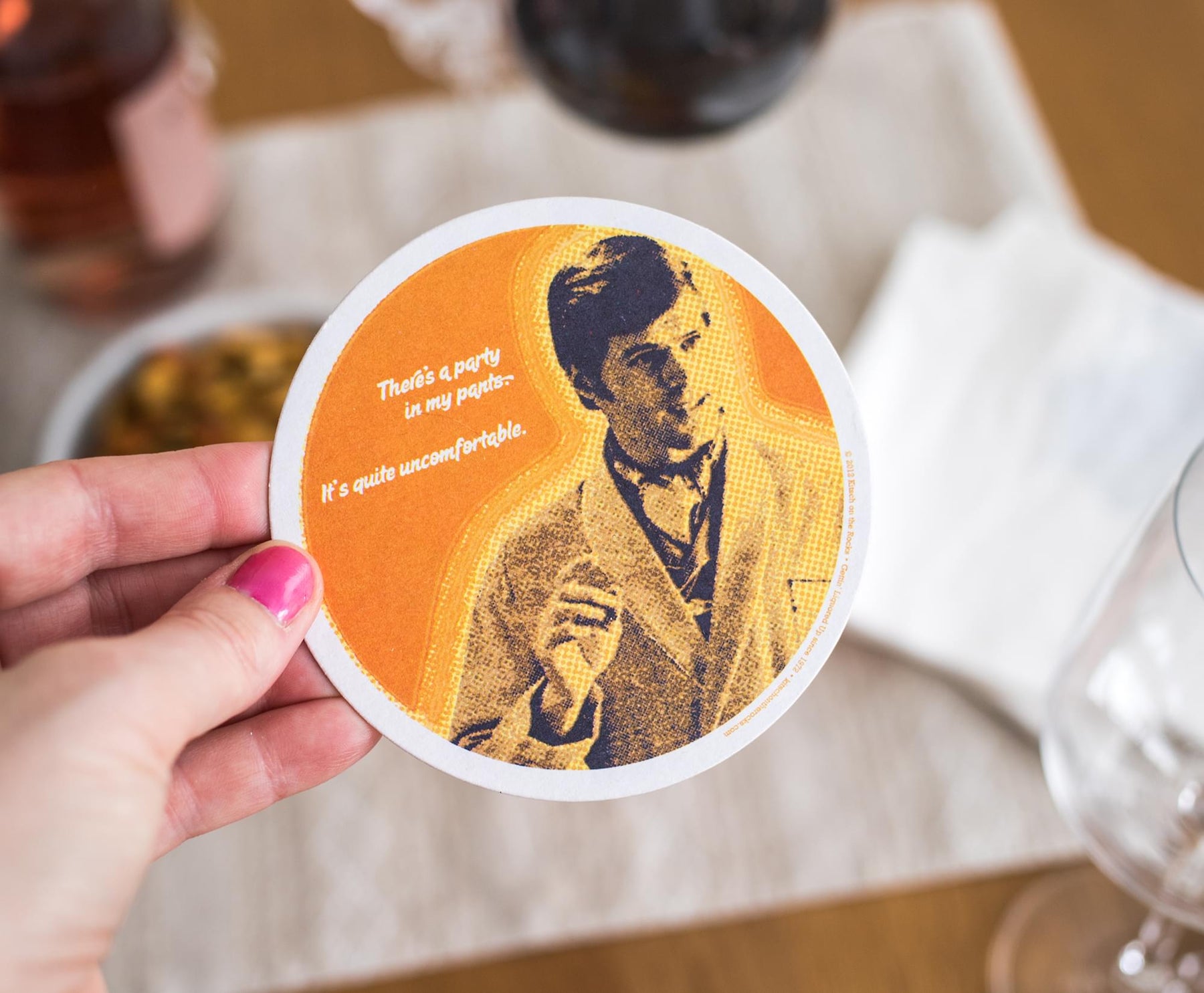 Single Retro Cork Drink Coaster -  Party In My Pants. Its Quite Uncomfortable