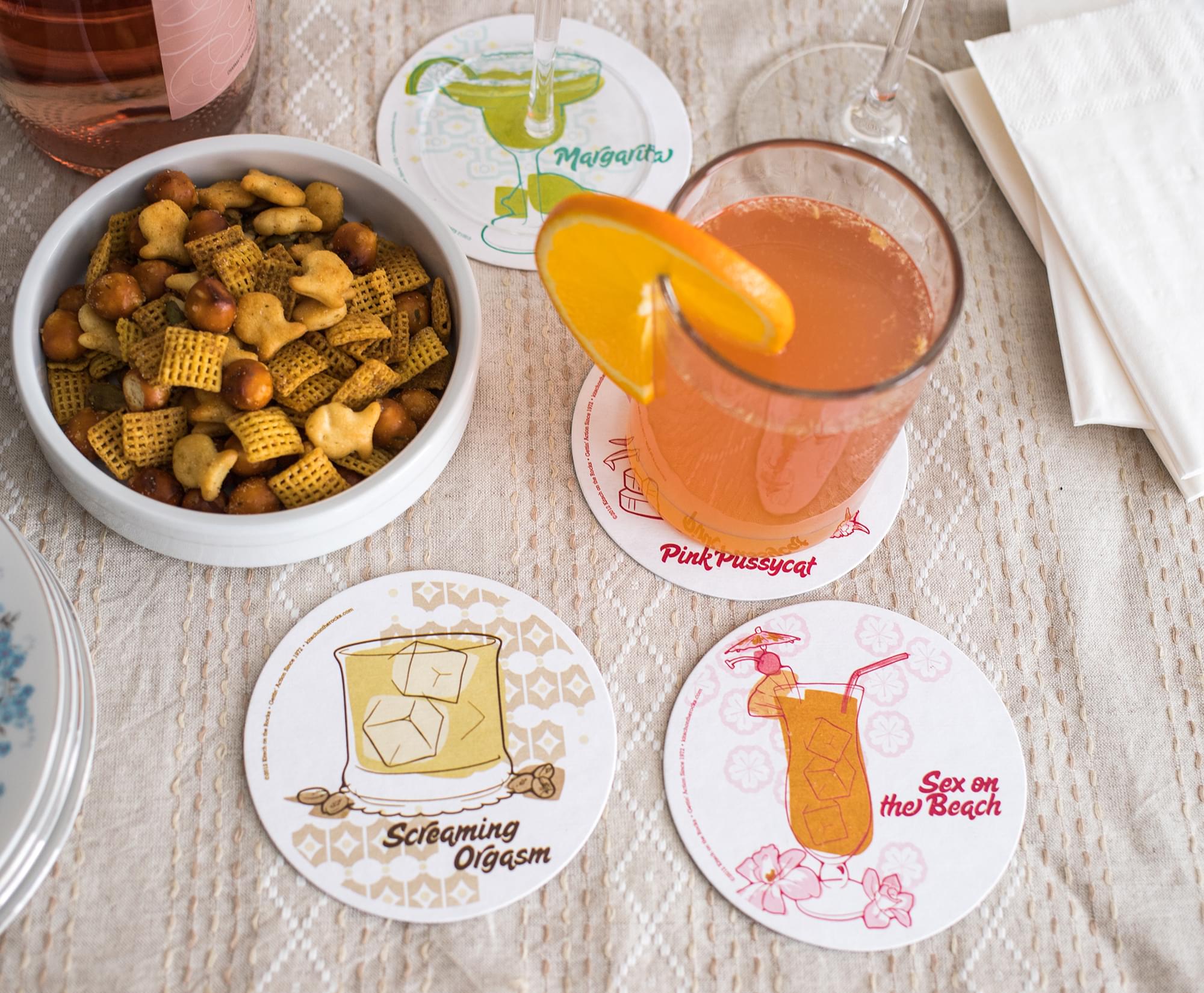 Retro Cork Coaster Set - Drinks - Set of 4