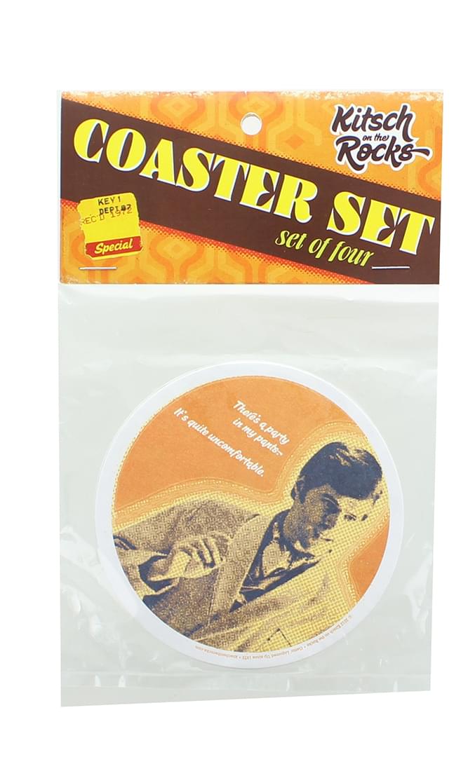 Kitsch on the Rocks Retro Cork Coaster Set - Bad Drinking Jokes - Set of 4