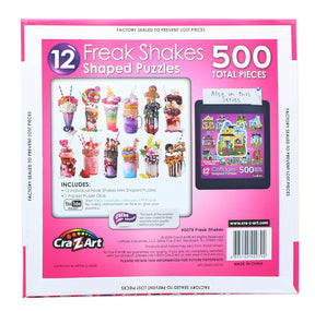 Freak Shakes | 12 Mini Shaped Jigsaw Puzzles | 500 Color Coded Pieces