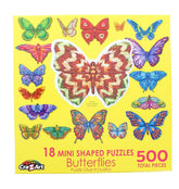 Butterflies II | 18 Mini Shaped Jigsaw Puzzles | 500 Color Coded Pieces