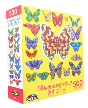 Butterflies II | 18 Mini Shaped Jigsaw Puzzles | 500 Color Coded Pieces