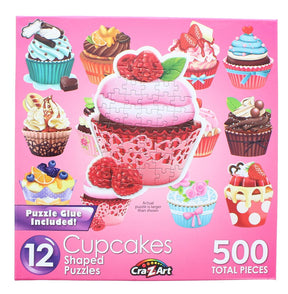 Cupcakes II | 12 Mini Shaped Jigsaw Puzzles | 500 Color Coded Pieces