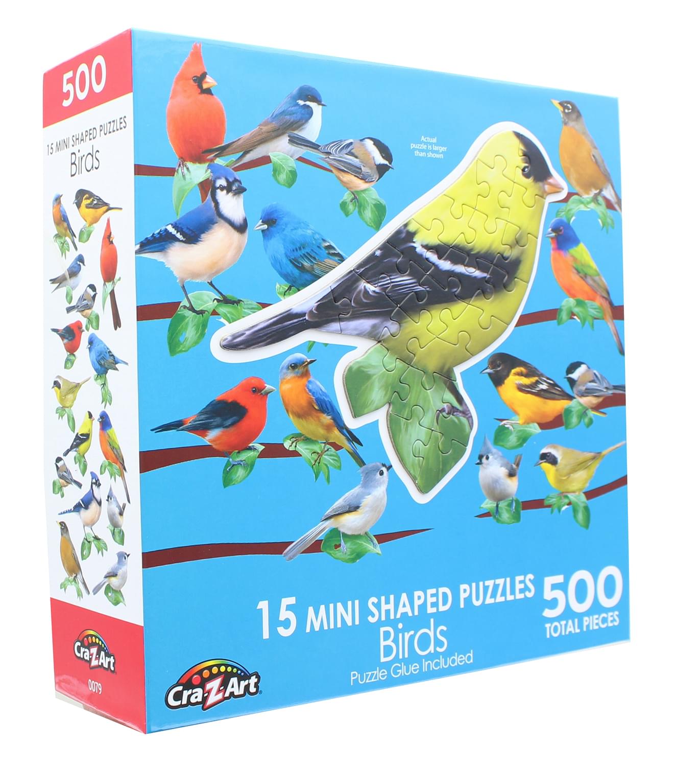 Songbirds I | 15 Mini Shaped Jigsaw Puzzles | 500 Color Coded Pieces