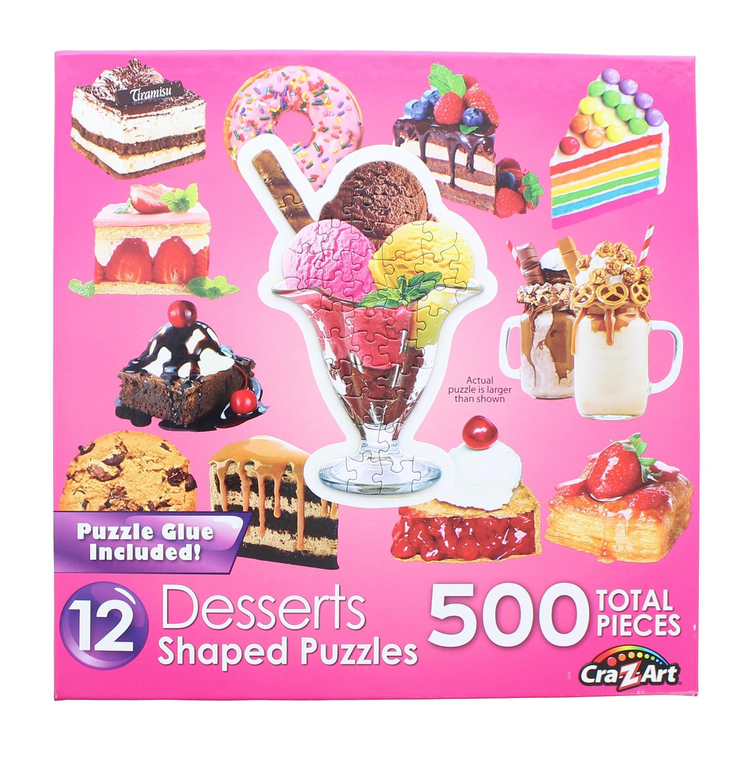 Dessert Delights | 12 Mini Shaped Jigsaw Puzzles | 500 Color Coded Pieces