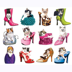 Pretty Kitties | 12 Mini Shaped Jigsaw Puzzles | 500 Color Coded Pieces