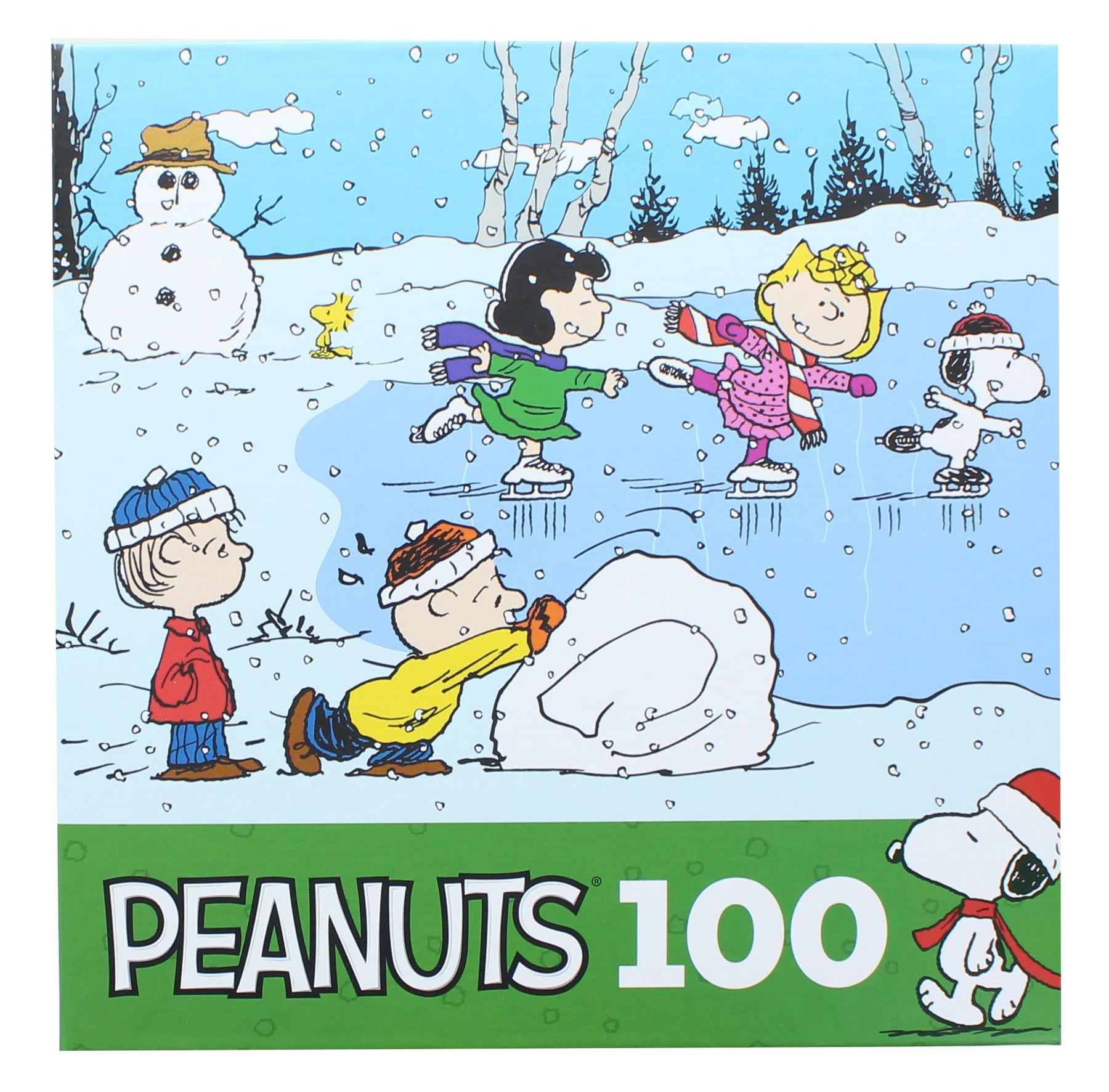 Peanuts 100 Piece Kids Jigsaw Puzzle | Ice Skating at the Pond