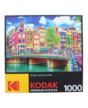 Colorful Waterfront Canal Buildings Amsterdam 1000 Piece Jigsaw Puzzle