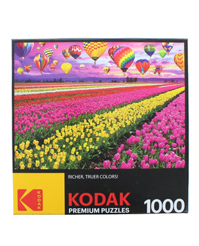 Sunset Balloons Over Tulip Field 1000 Piece Jigsaw Puzzle