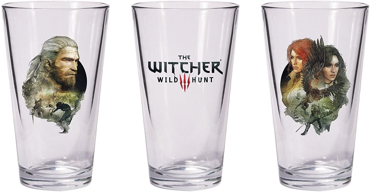The Witcher 3 Wild Hunt 2-Piece Pint Glass Set | Geralt & Triss w/ Yennefer