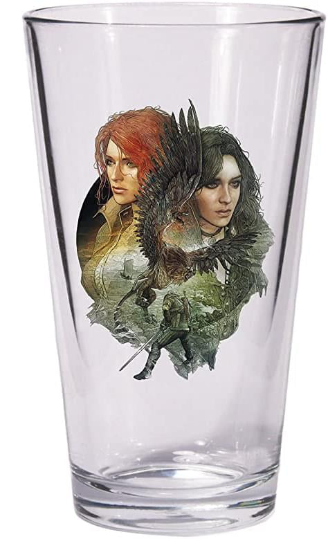 The Witcher 3 Wild Hunt 2-Piece Pint Glass Set | Geralt & Triss w/ Yennefer