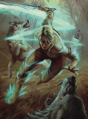 The Witcher 3 Ciri Fighting Wolves 1000 Piece Puzzle