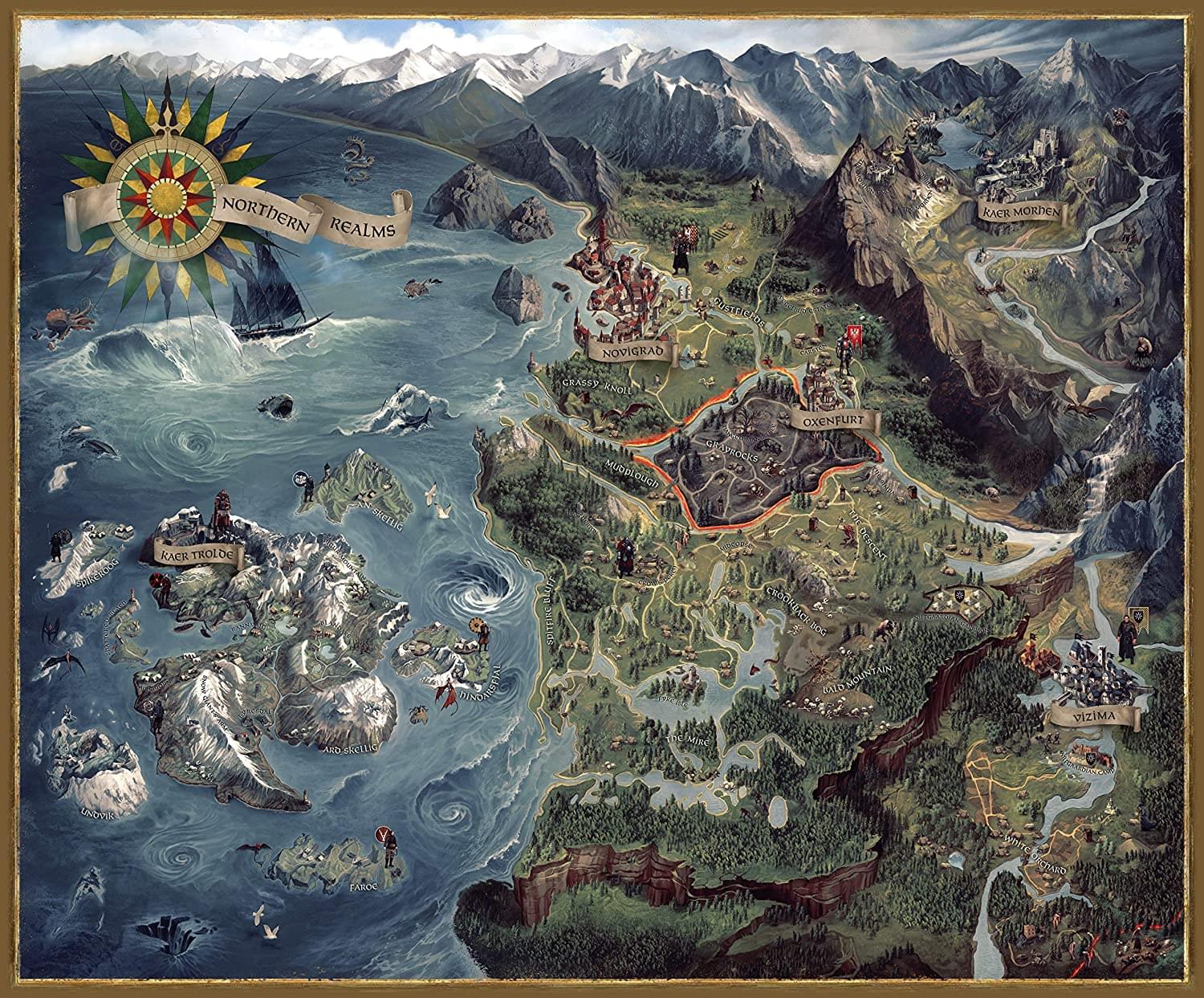 The Witcher 3 Wild Hunt Witcher World Map 1000 Piece Jigsaw Puzzle