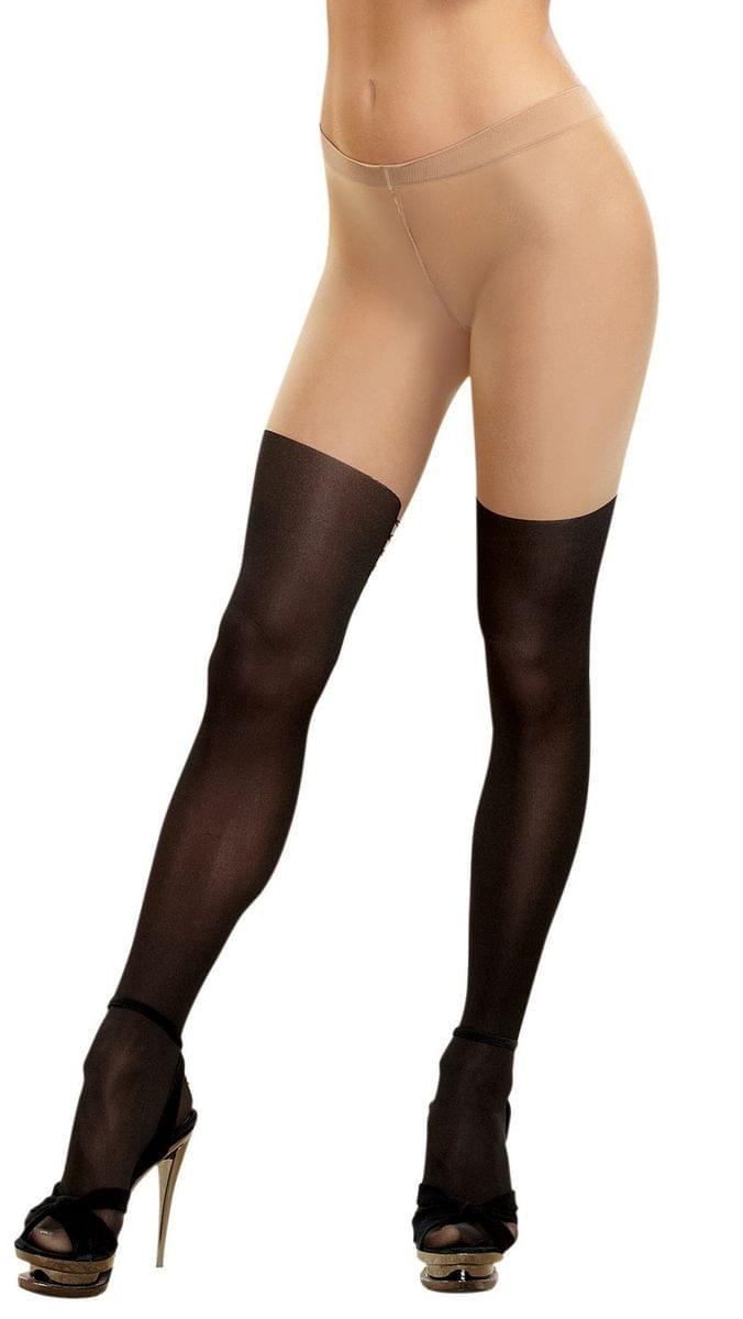 Nude/Black Tights Sheer Lace-Up Women's Costume Hosiery