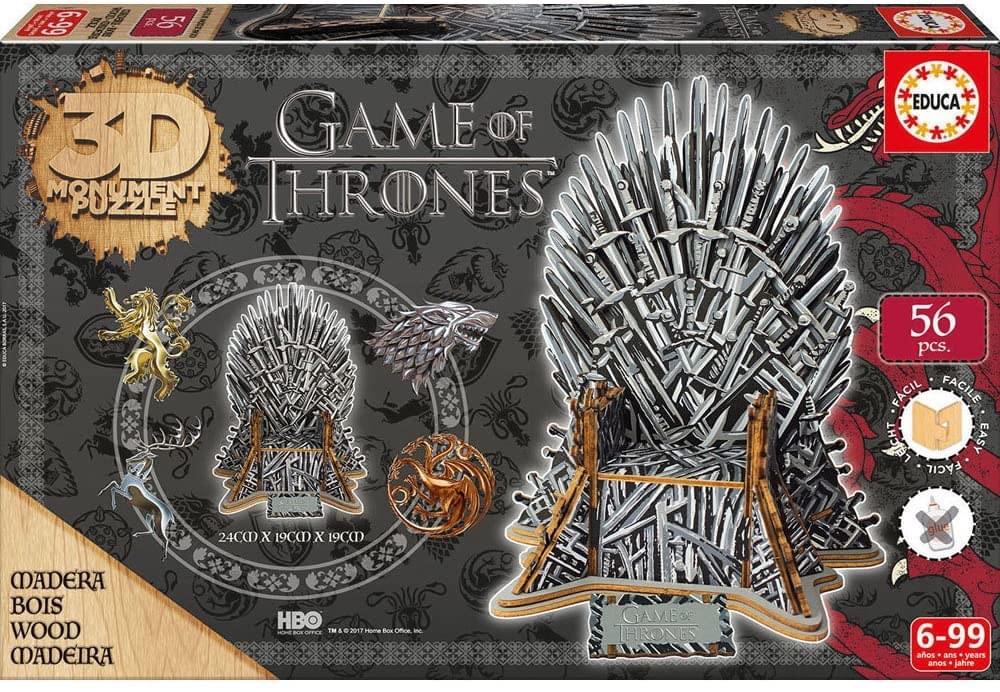 Game of Thrones Iron Throne 56 Piece 3D Monument Wood Puzzle