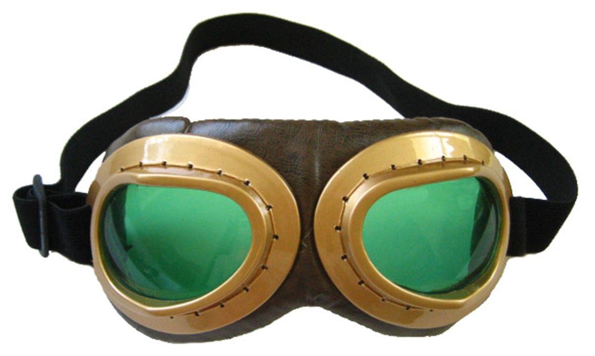 Aviator Goggle Gold & Brown Adult Costume Accessory