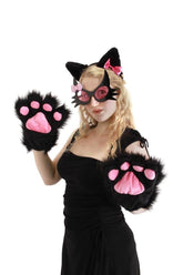 Pretty Kitty Costume Glasses Adult: Black & Pink