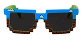 Pixel 8-Bit Costume Blue & Brown Brick Glasses