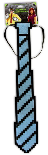 Pixel-8 Costume Neck Tie Adult: Blue & Black