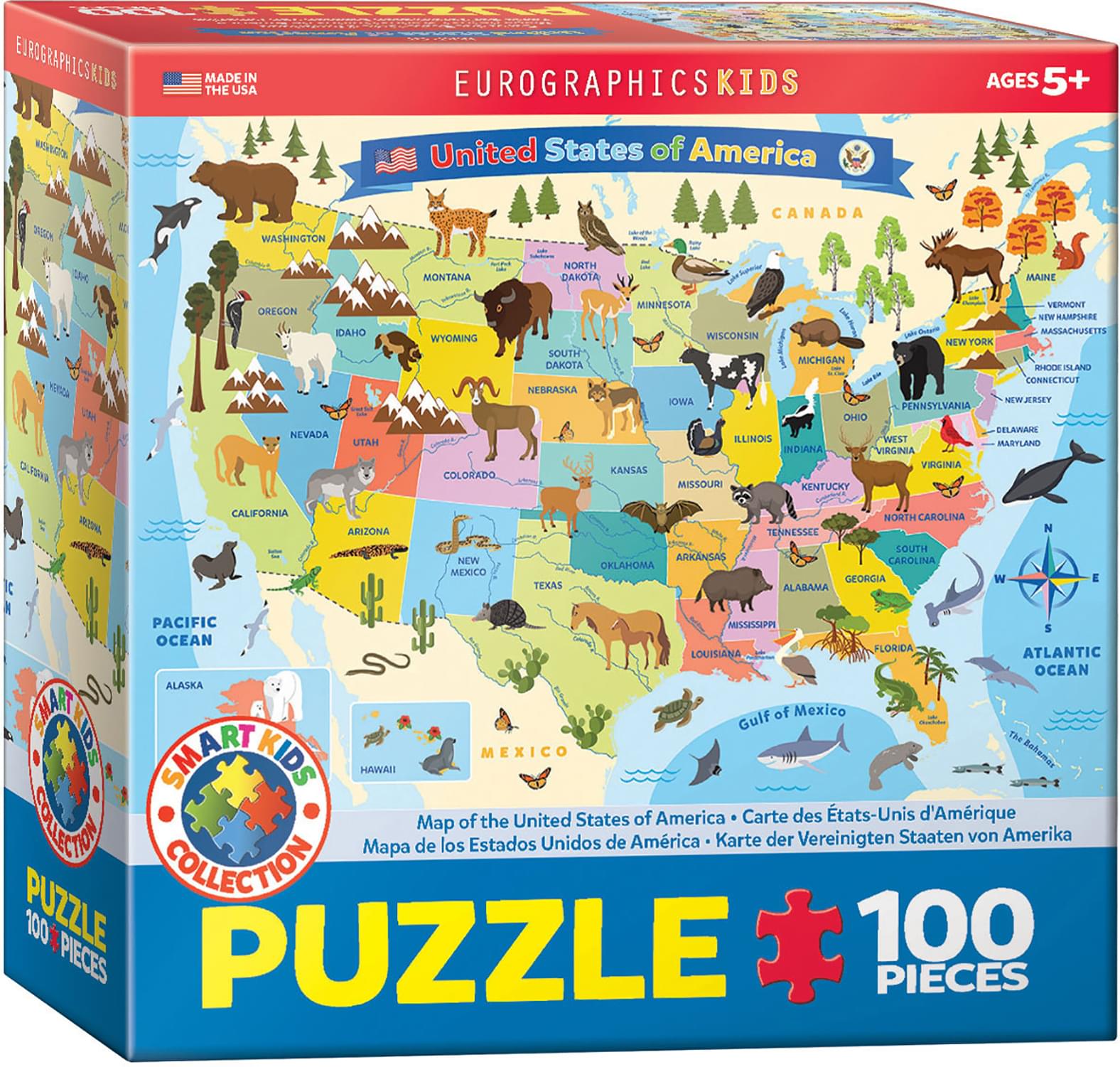 Illustrated Map of the United States of America 100 Piece Jigsaw Puzzle