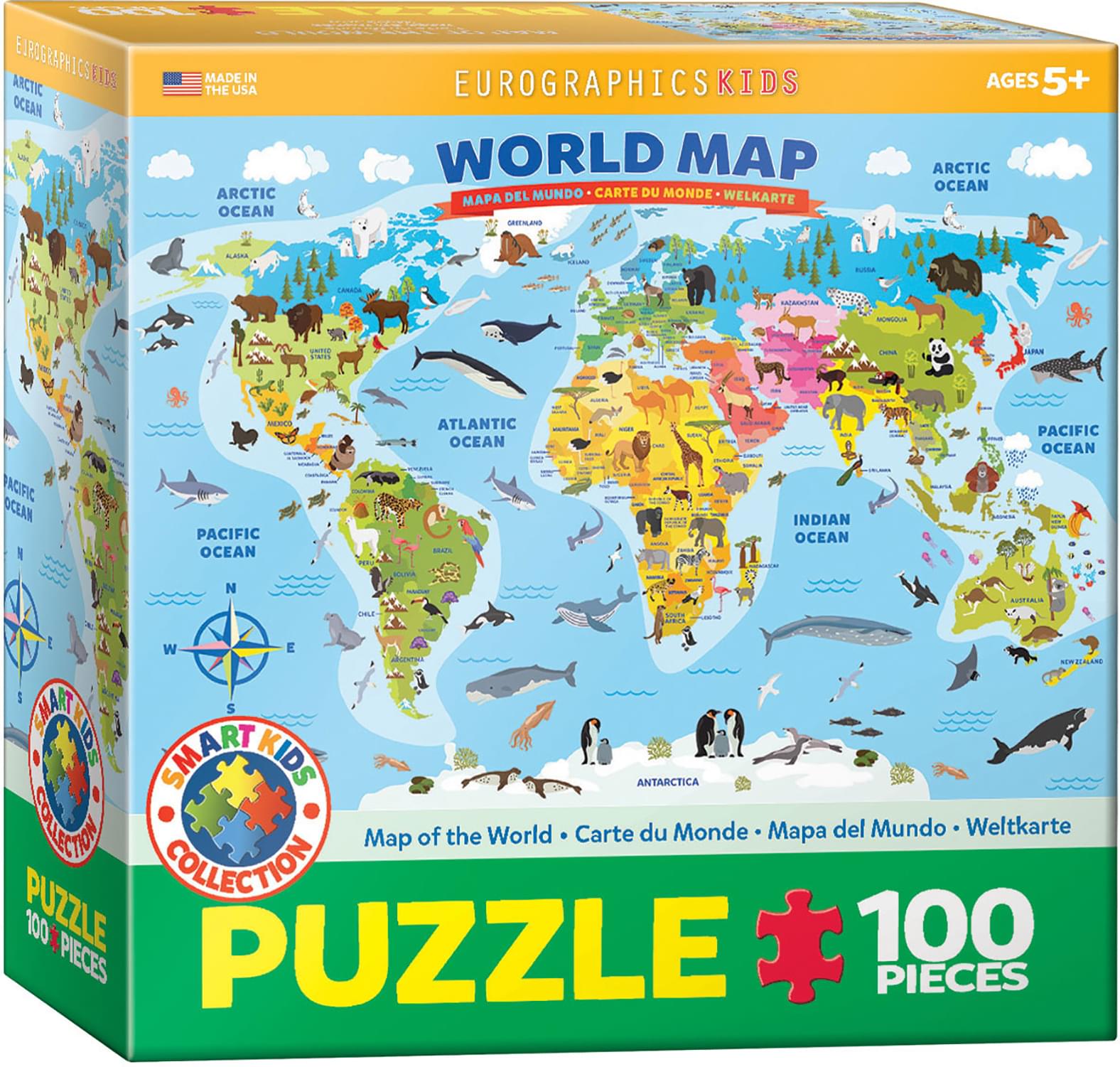 Illustrated Map of the World 100 Piece Jigsaw Puzzle