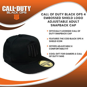 Call of Duty Black Ops 4 Embossed Shield Logo Adjustable Adult Snapback Cap