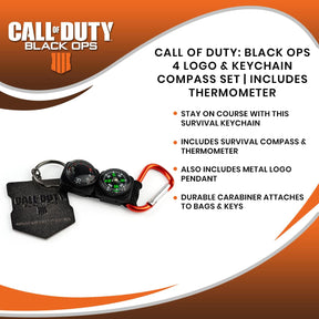 Call of Duty: Black Ops 4 Logo & Keychain Compass Set | Includes Thermometer