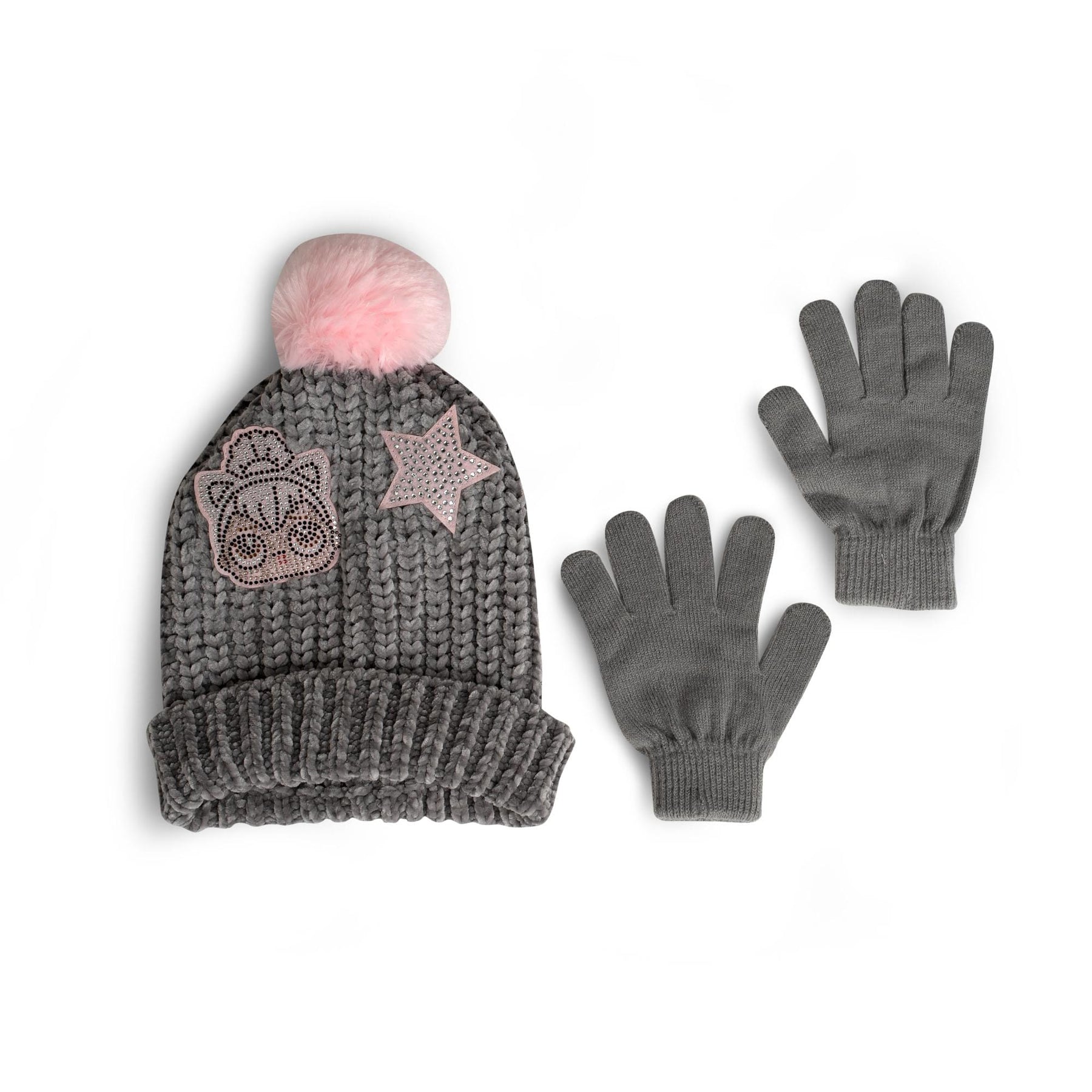 LOL Surprise Dolls Girls Winter Beanie & Glove Set | Grey
