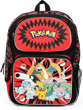 Pokemon Character Group Red 16 Inch Backpack