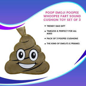 Poop Emoji Poopee Whoopee Fart Sound Cushion Toy Set of 3