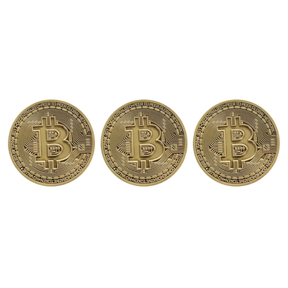 Bitcoin Bronze Plated Commemorative Collector's Coin Lot of 3