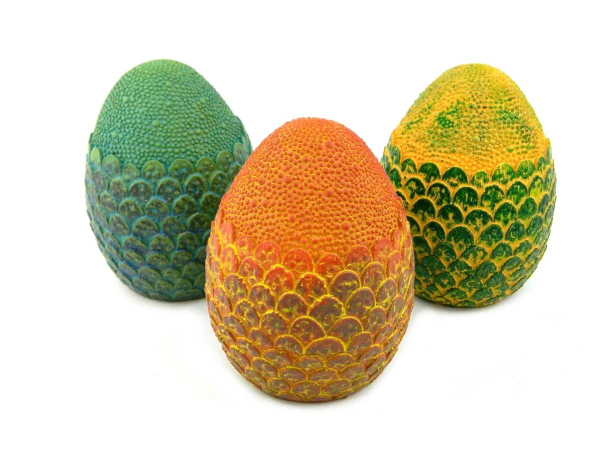 Dragon Egg 4.5-Inch Solid Resin Paperweight Prop Replicas - Set of 3 - Red, Green & Blue
