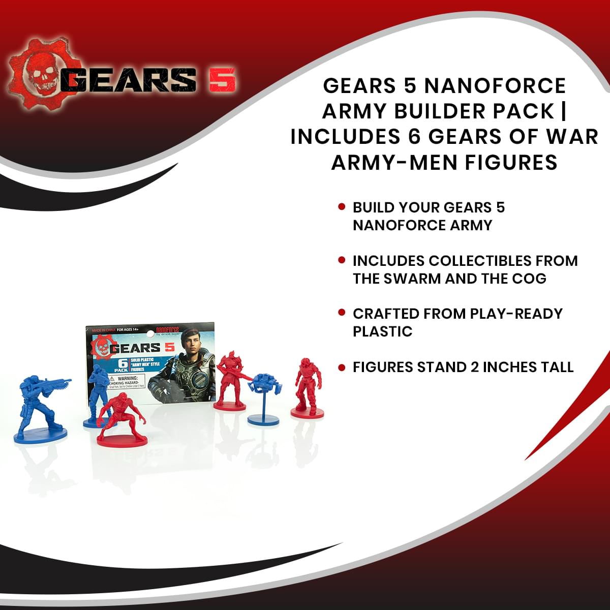 Gears 5 Nanoforce Army Builder Pack | Includes 6 Gears Of War Army-Men Figures
