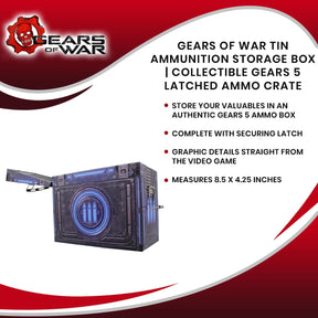 Gears Of War Tin Ammunition Storage Box | Collectible Gears 5 Latched Ammo Crate