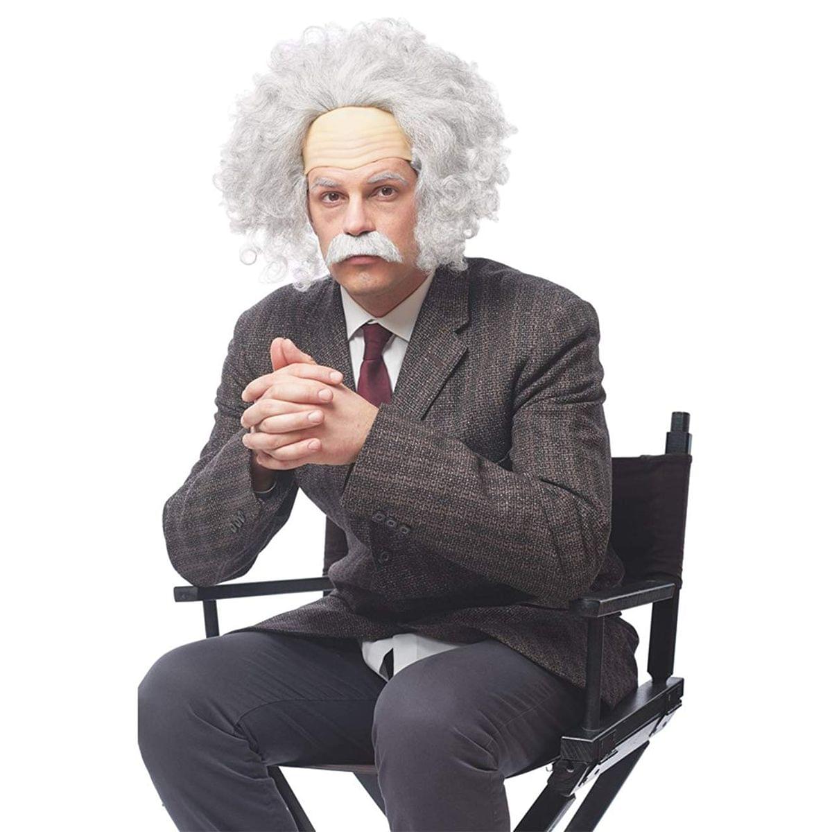 Genius Men's Costume Wig with Moustache - Grey