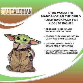 Star Wars: The Mandalorian The Child Plush Backpack for Kids | 16 Inches
