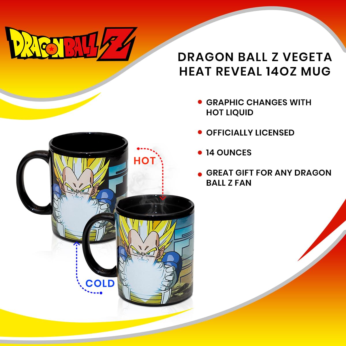 Dragon Ball Z Character Vegeta 14oz Mug That Changes Colors From Liquid Temperature
