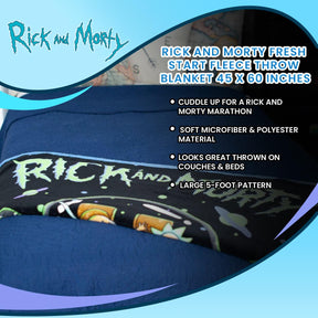 Rick and Morty Fresh Start Fleece Throw Blanket 45 x 60 Inches
