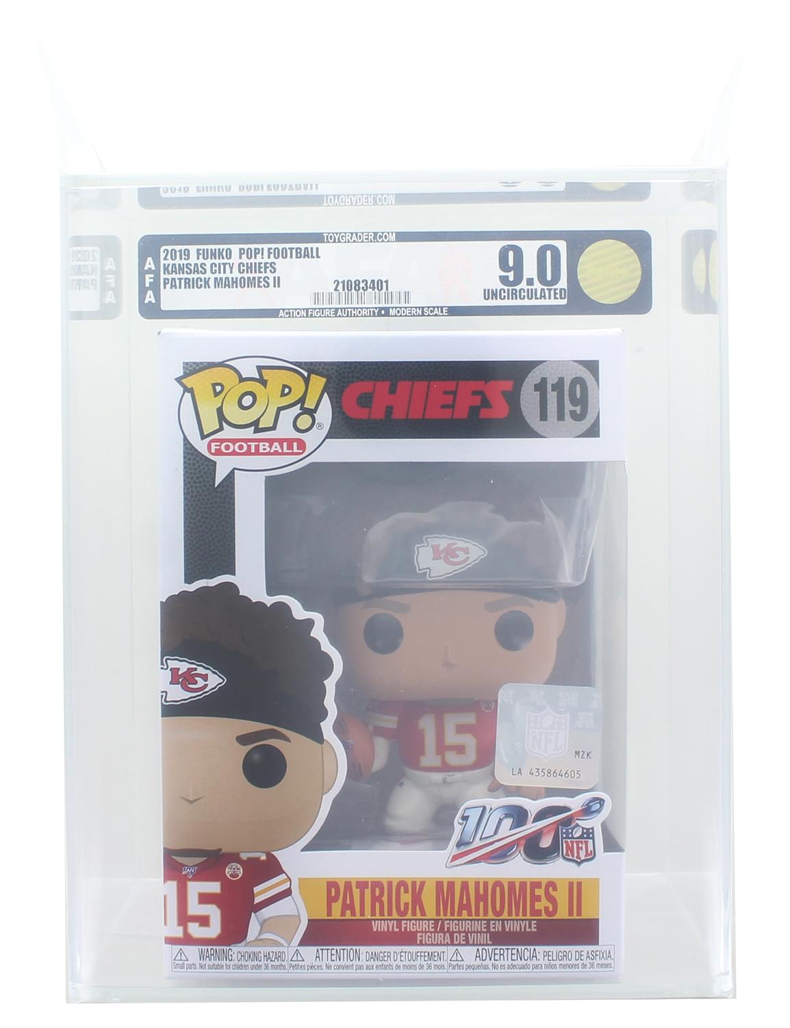 Kansas City Chiefs NFL Funko POP Vinyl Figure | Patrick Mahomes II | Rated AFA 9.0