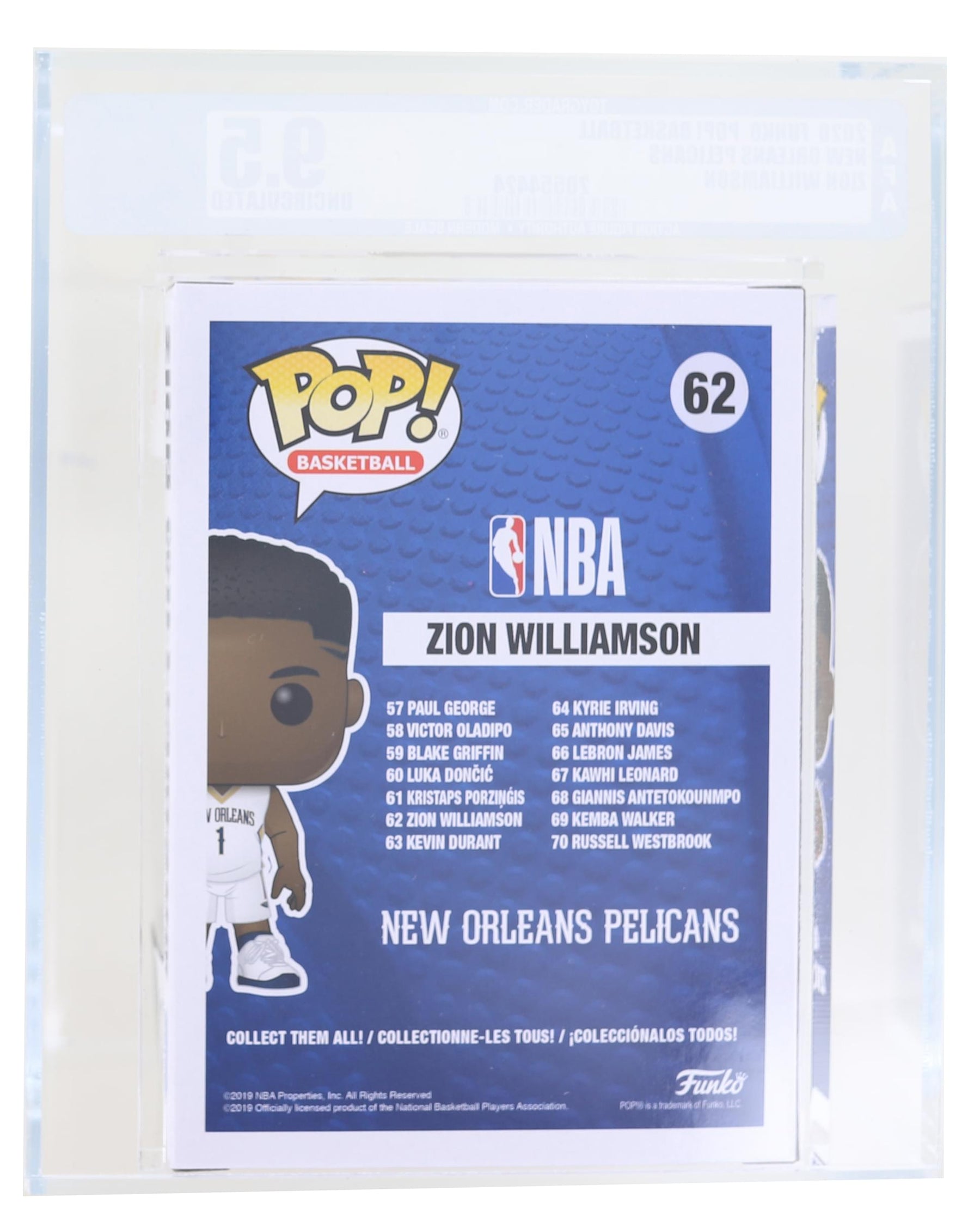 New Orleans Pelicans NBA Funko POP Vinyl Figure | Zion Williamson Graded AFA 9.5