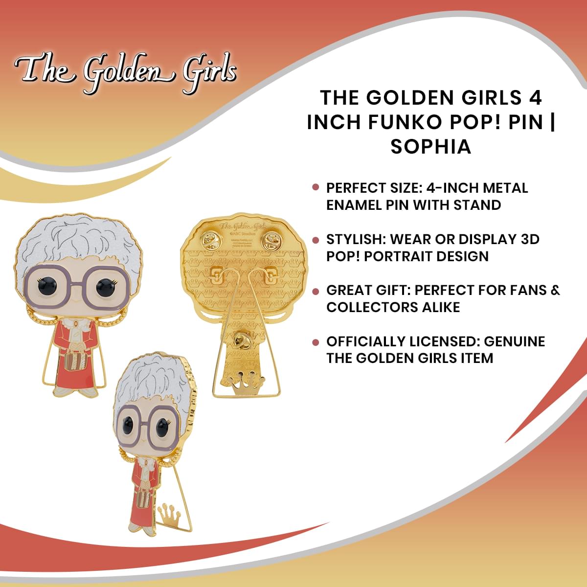 The Golden Girls 4 Inch Funko POP! Pin | Sophia