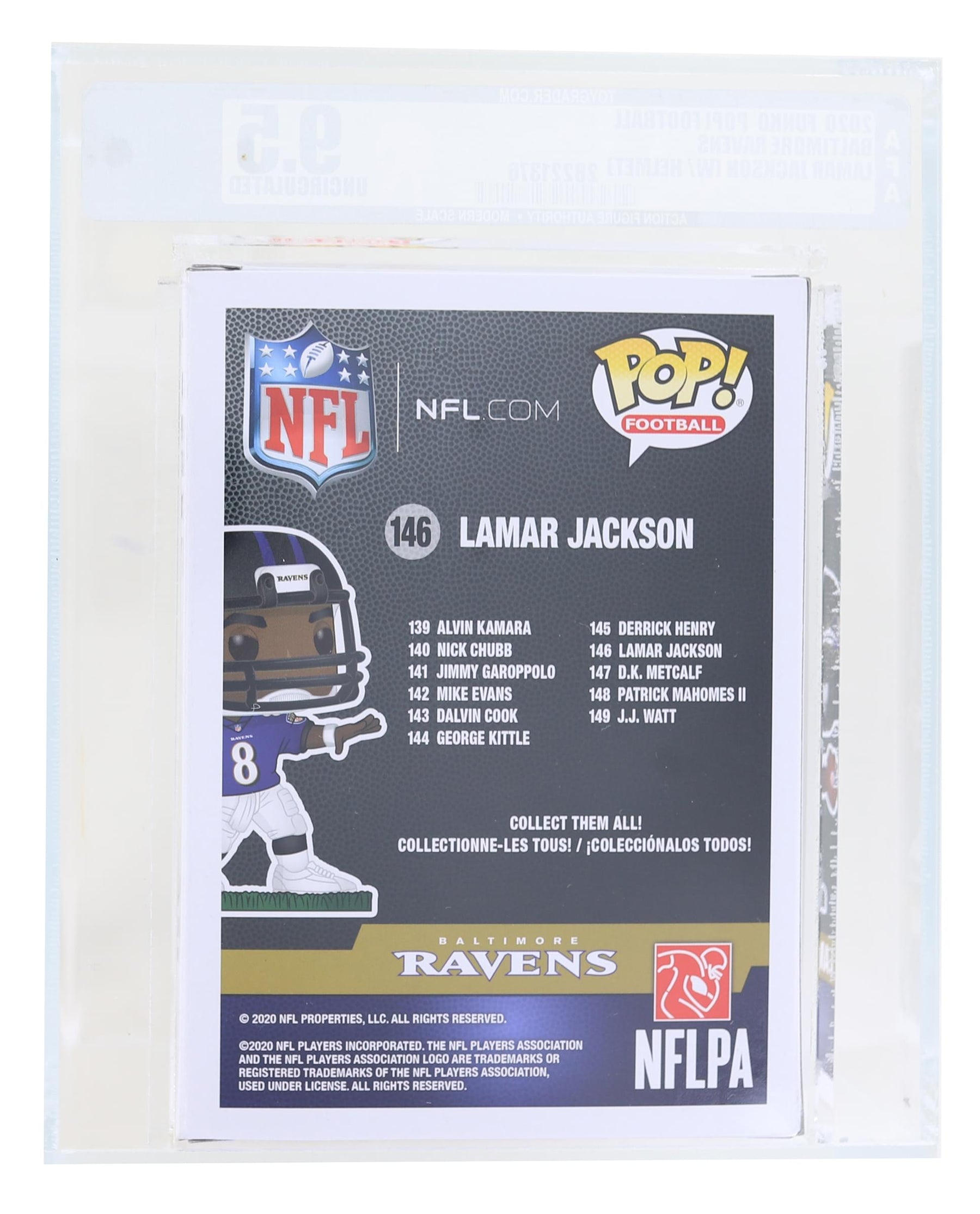 Baltimore Ravens NFL Funko POP Vinyl Figure | Lamar Jackson Passing Graded AFA 9.5