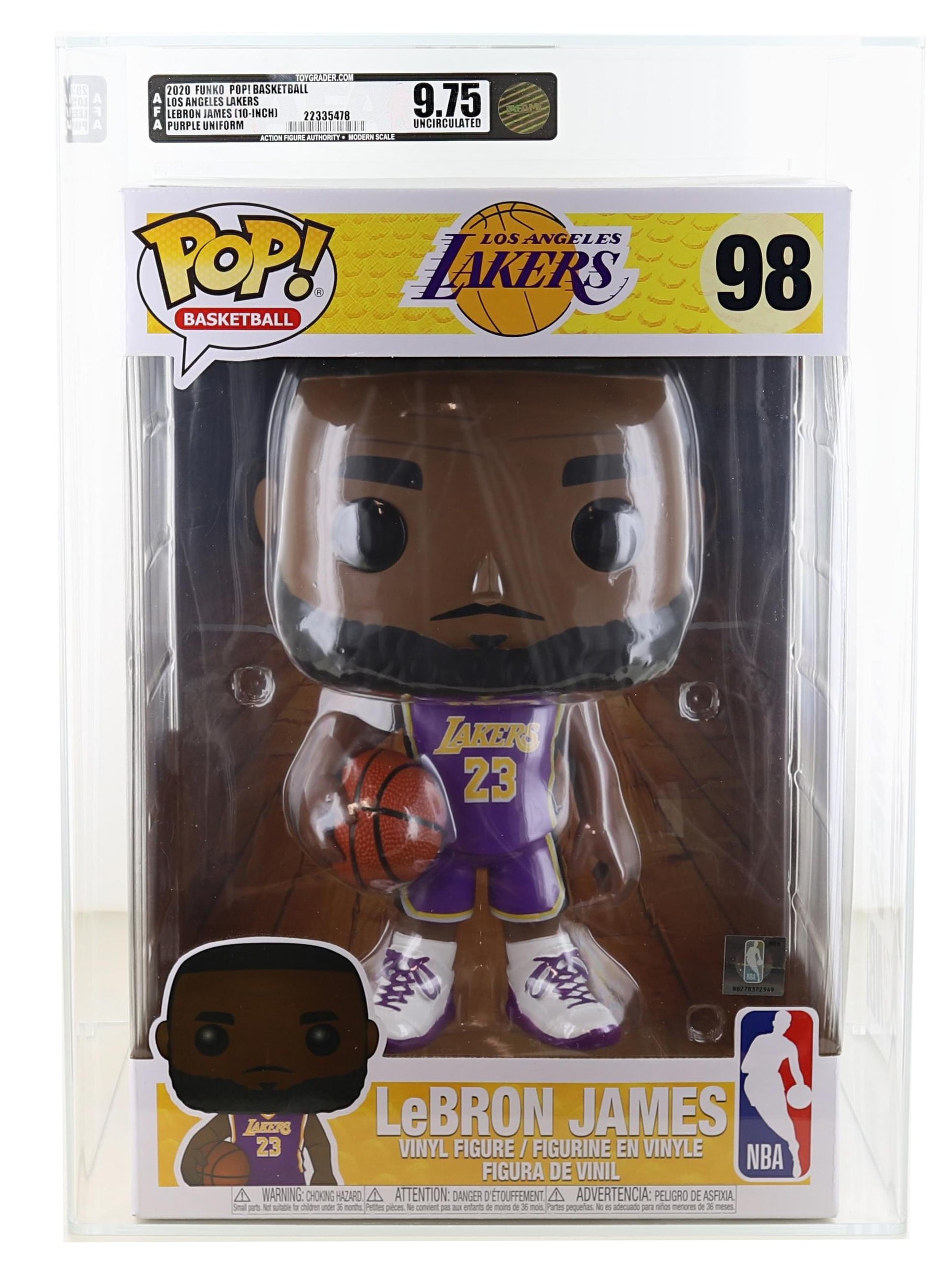LA Lakers NBA 10 Inch Funko POP | LeBron James (Purple Jersey) Graded 9.75