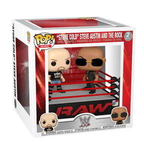 WWE Funko POP Moment Figure 2-Pack | The Rock vs Stone Cold in Wrestling Ring