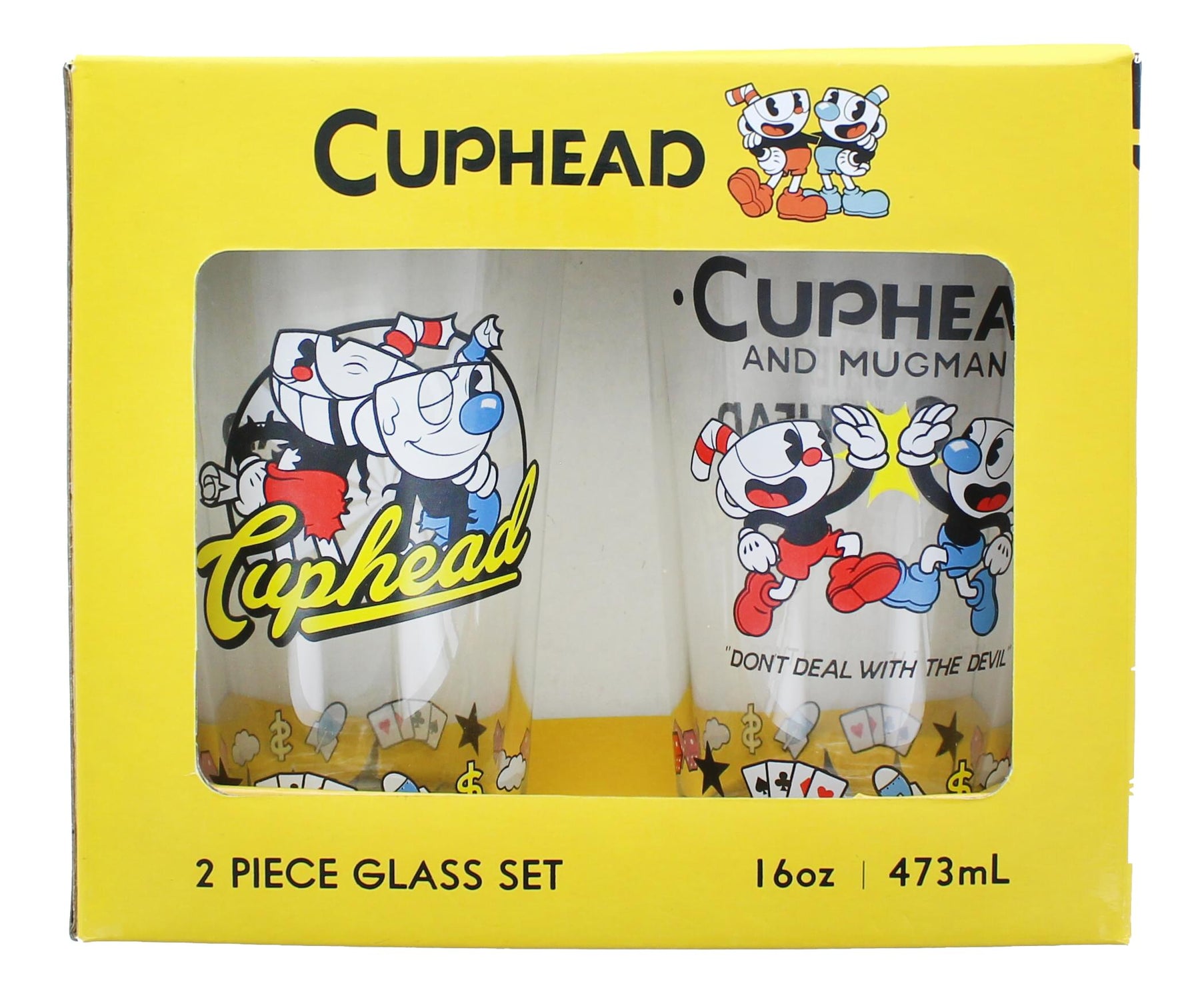 Cuphead and Mugman 16 Ounce Pint Glass Set