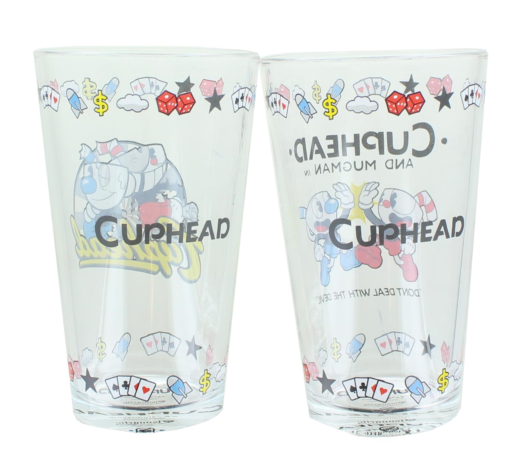 Cuphead and Mugman 16 Ounce Pint Glass Set